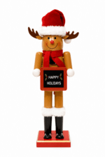 38cm Wooden  Reindeer Nutcracker