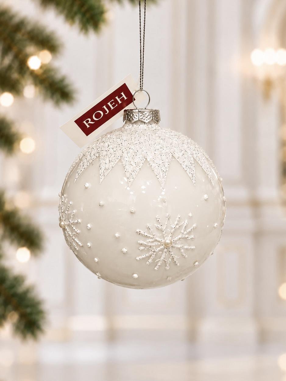 8e61c3ae-bad2-46f4-89ba-84bb6290461d-2 10cm White Snowflake Glass Ball - Image 1