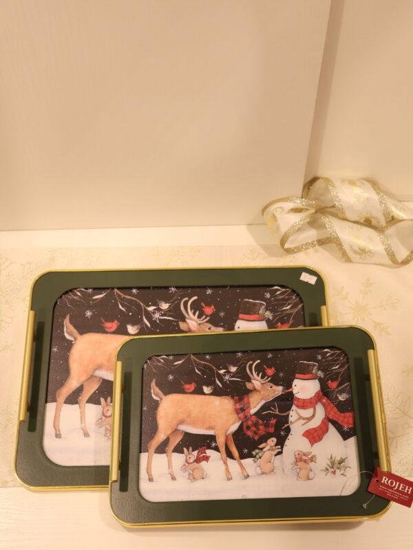 Christmas serving tray⁠ ⁠Holiday decorative tray⁠ ⁠Ornament display tray⁠ ⁠Rojeh Store Christmas collection⁠ ⁠Festive serving platte