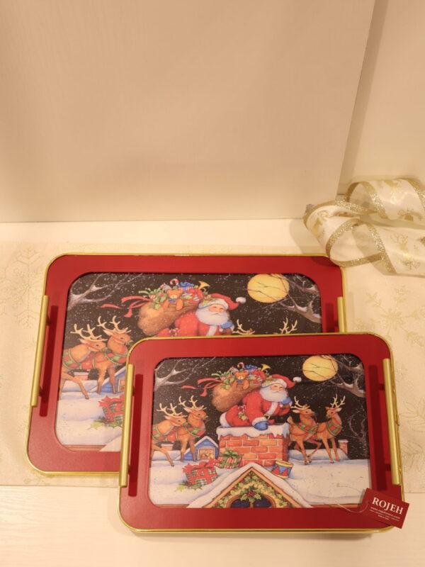 Christmas serving tray⁠ ⁠Holiday decorative tray⁠ ⁠Ornament display tray⁠ ⁠Rojeh Store Christmas collection⁠ ⁠Festive serving platte