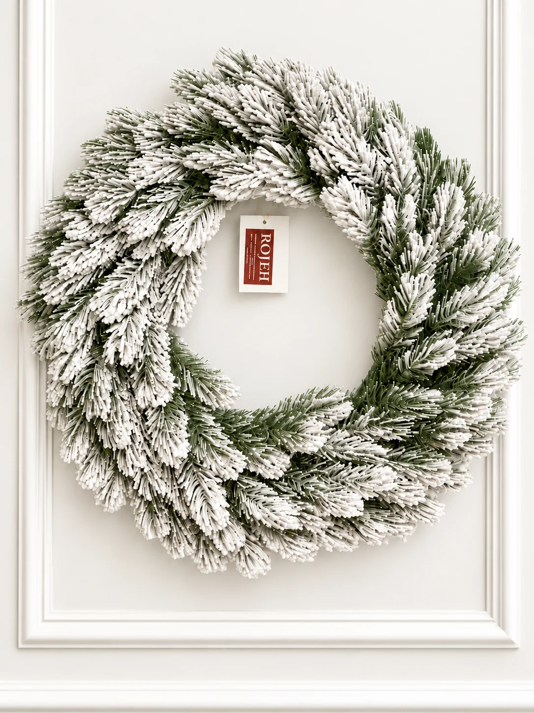 IMG_8137-bright Flocked Pine Wreath - Image 1