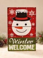 Wooden Sign Snowman