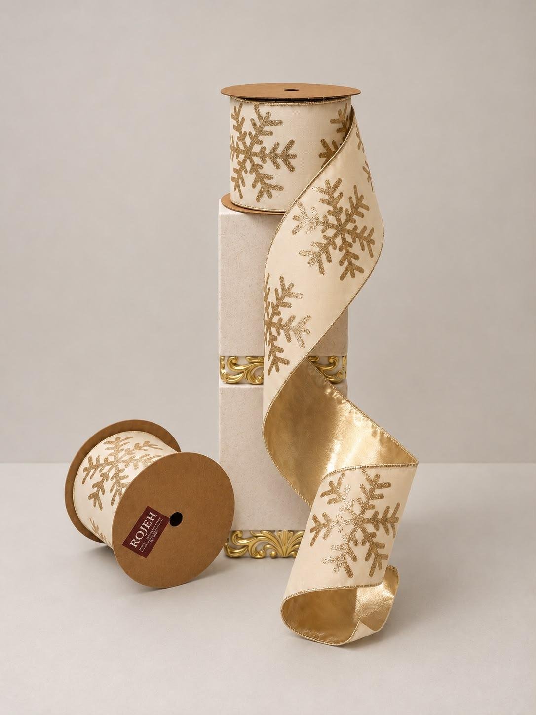 WhatsApp Image 2026-07-15 at 3.32.10 PM (1) Make your Christmas tree look amazing this year with our premium ribbons, available only at ROJEH Store. These ribbons are made with high-quality fabric and have flexible wired edges, making it very easy for you to shape perfect bows and decorations that stay in place. These are the best Christmas ribbons in Jordan for quality and style. You can find all your Christmas trees, ornaments, and holiday decor at ROJEH Store in Amman & Fuheis, Jordan.