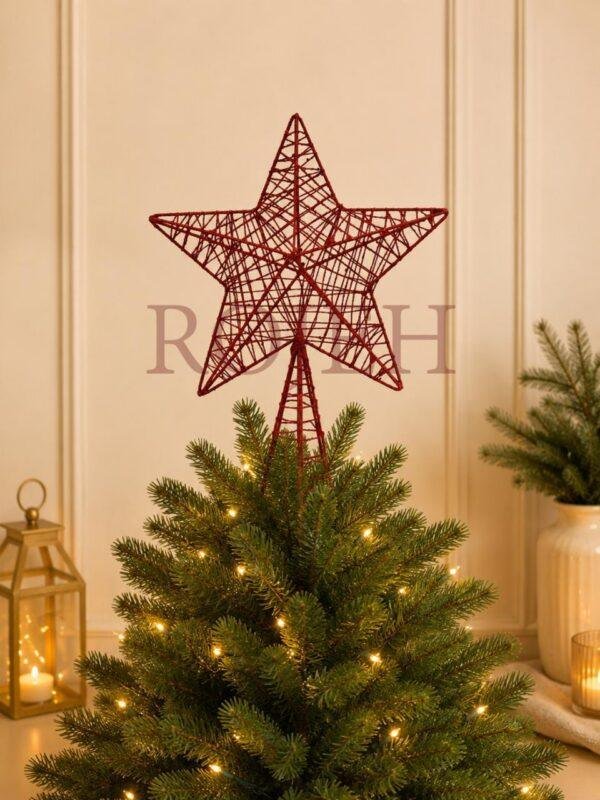 Christmas Star Tree Topper Complete your Christmas tree with a timeless finishing touch. This elegant star tree topper adds festive charm and creates a beautiful focal point for your holiday décor. Designed to complement both classic and contemporary decorating styles, it’s the perfect finishing accent for any Christmas tree. Features: * Elegant star design * Lightweight and easy to place * Fits most Christmas trees * Complements a variety of decorating styles * Perfect for home, office, and holiday displays