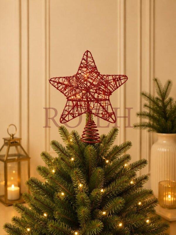 Christmas Star Tree Topper Complete your Christmas tree with a timeless finishing touch. This elegant star tree topper adds festive charm and creates a beautiful focal point for your holiday décor. Designed to complement both classic and contemporary decorating styles, it’s the perfect finishing accent for any Christmas tree. Features: * Elegant star design * Lightweight and easy to place * Fits most Christmas trees * Complements a variety of decorating styles * Perfect for home, office, and holiday displays