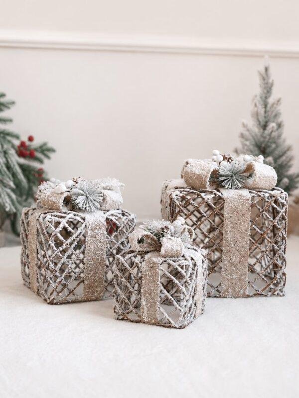 Complete your holiday décor with this elegant Decorative Christmas Gift Box Set. Designed to bring a festive touch to any space, these decorative gift boxes create a warm and inviting holiday atmosphere wherever they are displayed. Perfect for placing under the Christmas tree, beside the fireplace, in entryways, or as part of seasonal decorating arrangements, they blend beautifully with a wide range of Christmas décor styles, making them a timeless addition to your holiday collection.