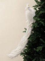 White Feathered Bird Clip Ornament