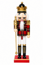38cm Wooden Buffalo Plaid Nutcracker