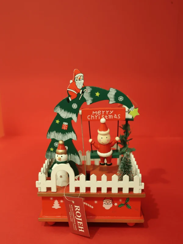 Wooden ChristmasMusicBoxAnimated ChristmasDecorationMusicalChristmas Tabletop Decor Handcrafted Wooden Santa Music BoxRotatingChristmasOrnamentIntactive Christmas Table DecorUnique Christmas GiftsVintage Style Music BoxCollectible Christmas Wood Decor