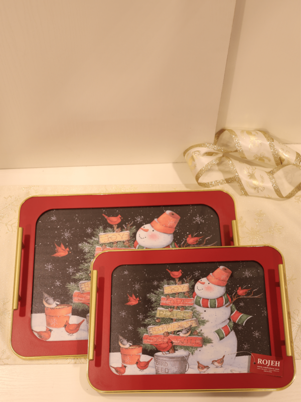 ⁠Holiday decorative tray⁠ ⁠Ornament display tray⁠ ⁠Rojeh Store Christmas collection⁠ ⁠Festive serving platte