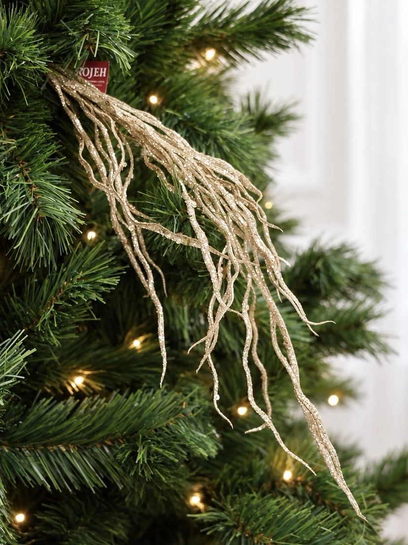 IMG_8107 (1) Champagne Curly Twig Christmas Spray - الصورة 1
