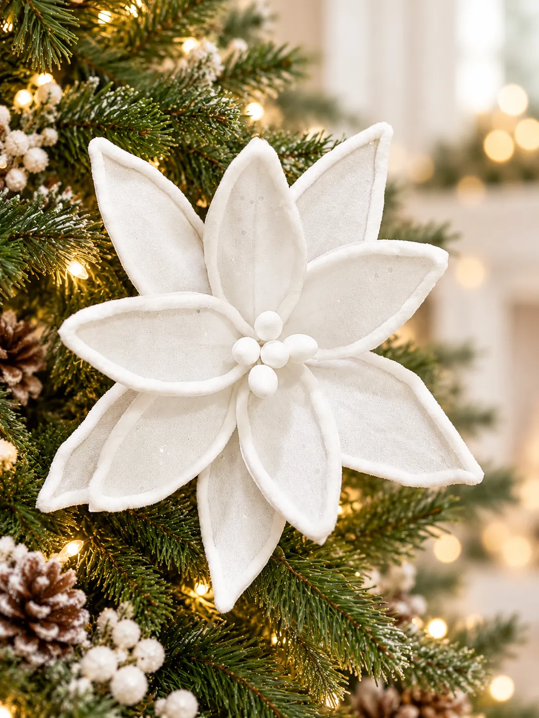 IMG_8125-edited White Poinsettia Flower Pick - Image 1
