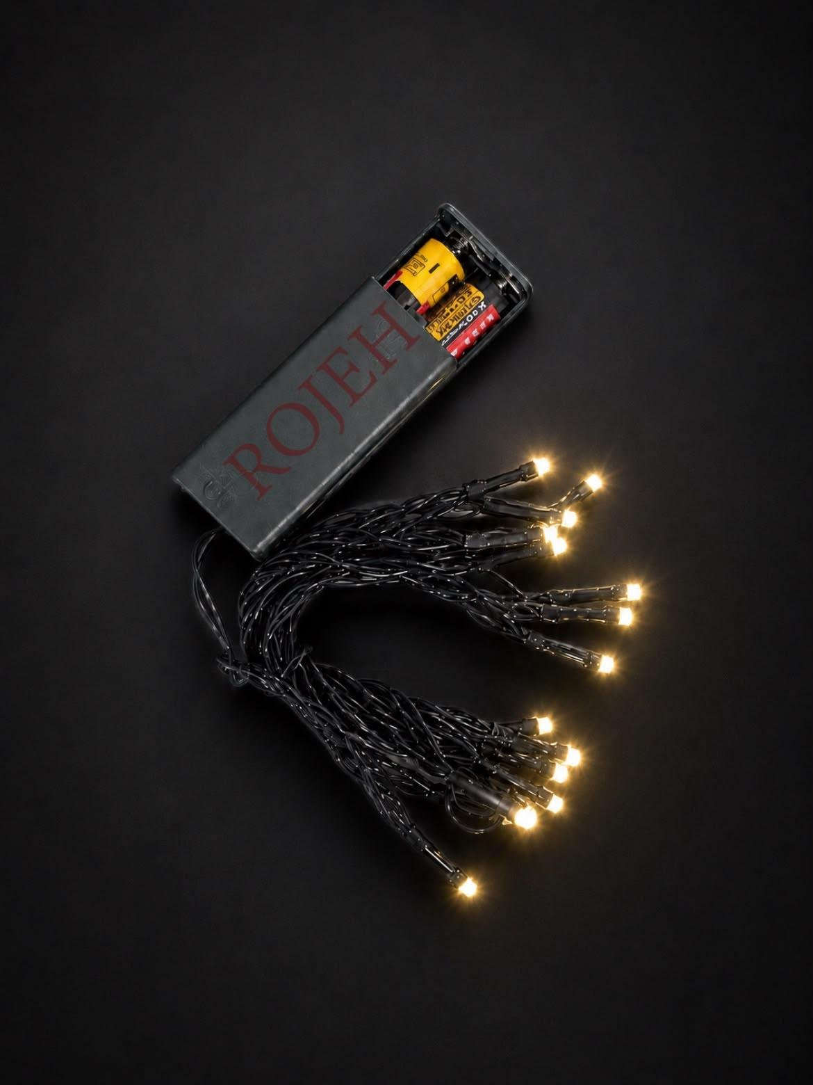 WhatsApp Image 2026-08-13 at 7.21.19 PM 3 Meter – 20 LED Battery Operated Christmas Lights – Warm White – Green Wire - الصورة 1