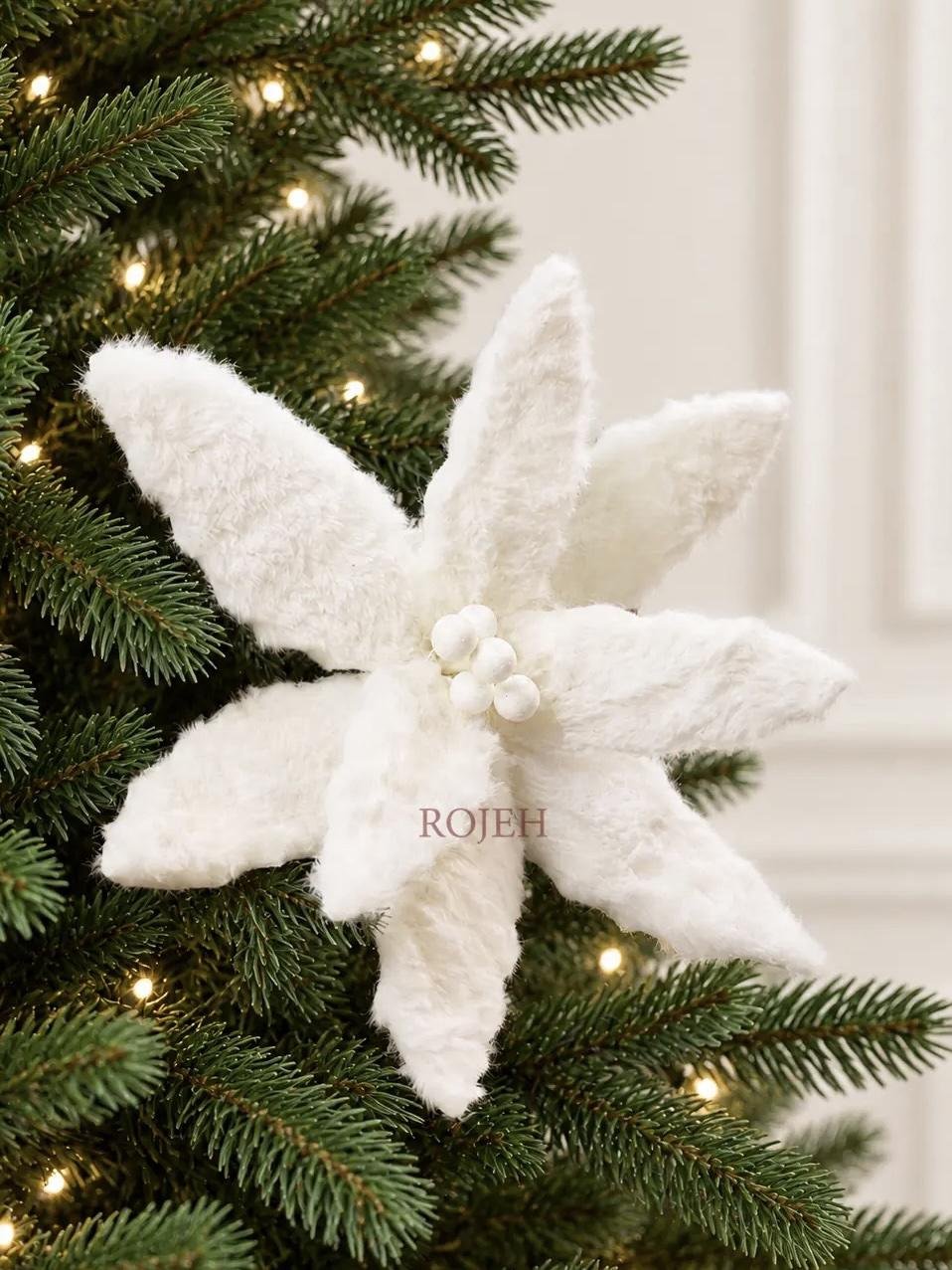 img_8242 White Fur Christmas Flower Pick - الصورة 1