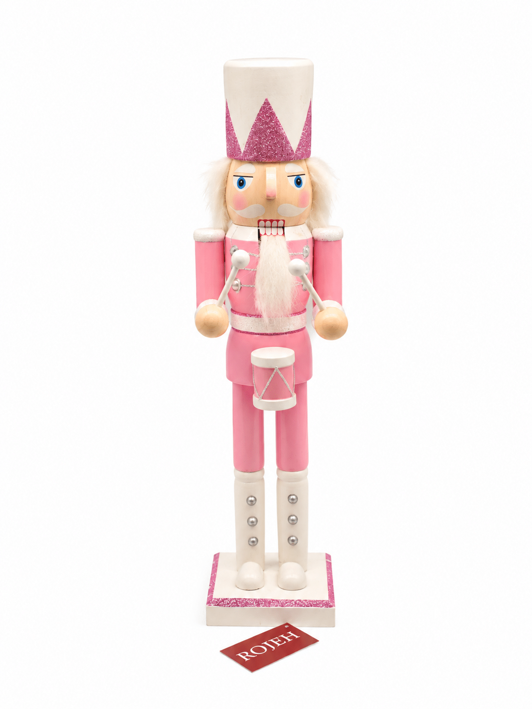 5595c360-d3b6-45e4-8170-577a78a6bce1 38cm Pink Wooden Drummer Nutcracker - Image 1