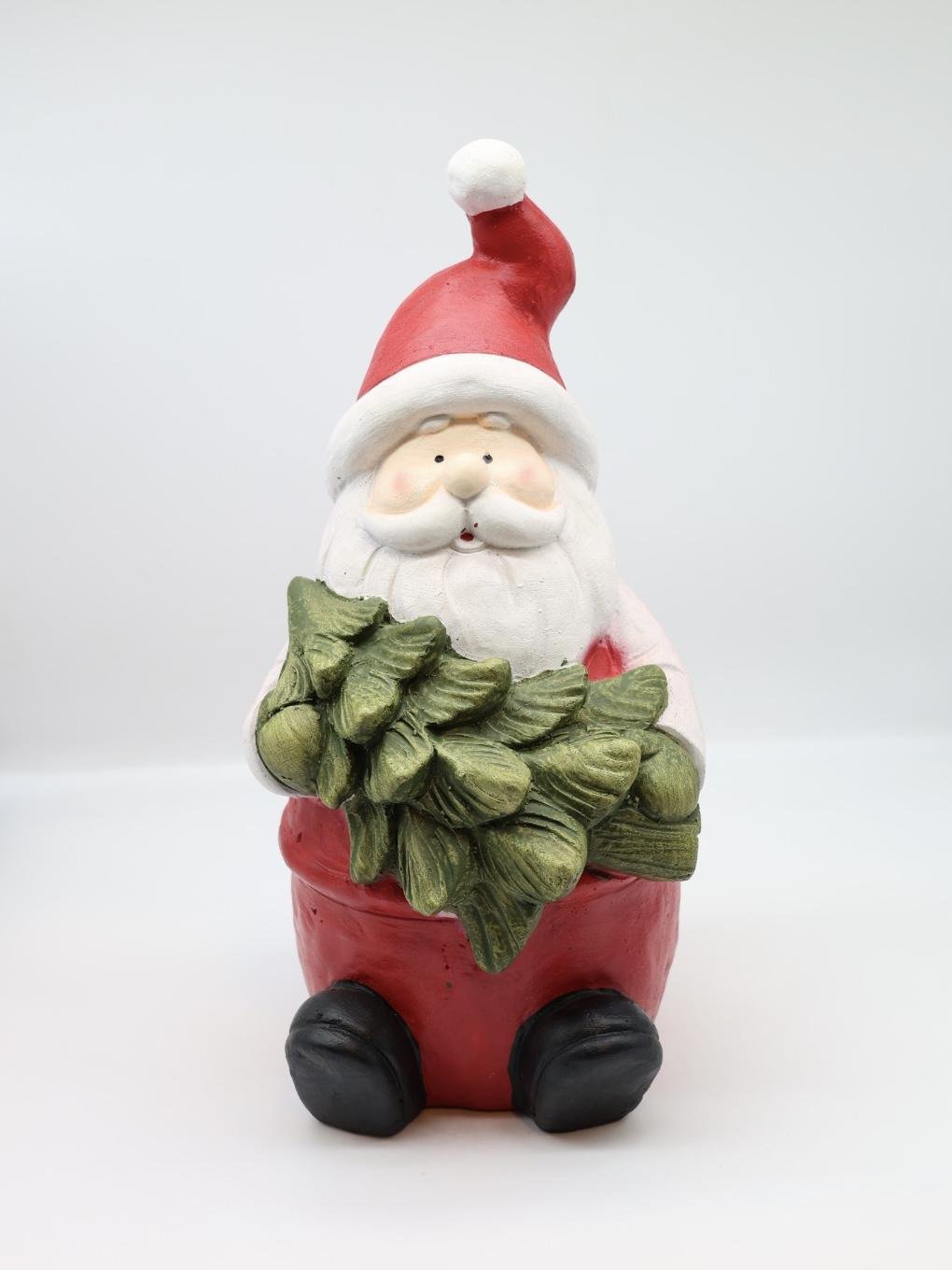IMG_2253 Polyresin Santa With Christmas Tree - Image 1