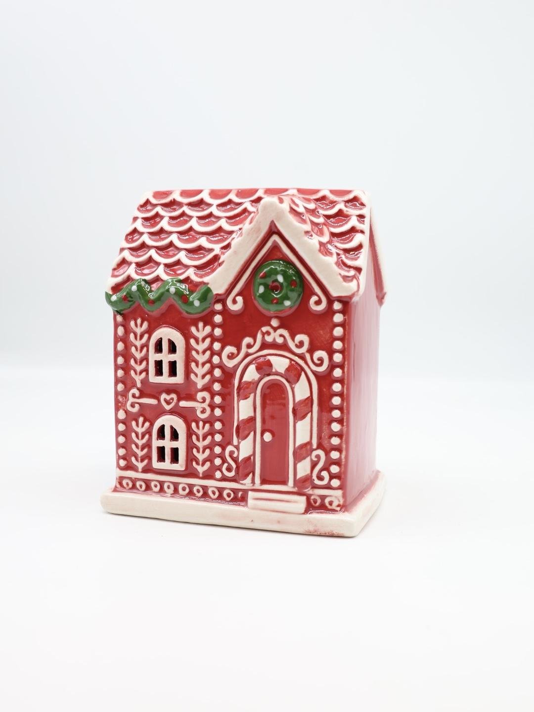 IMG_2269 Red Ceramic Gingerbread house - Image 1