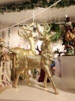 Golden Polyresin Reindeer Christmas Figurine - Image 2