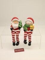 Red & White Ceramic Santa & Snowman Dangling-leg