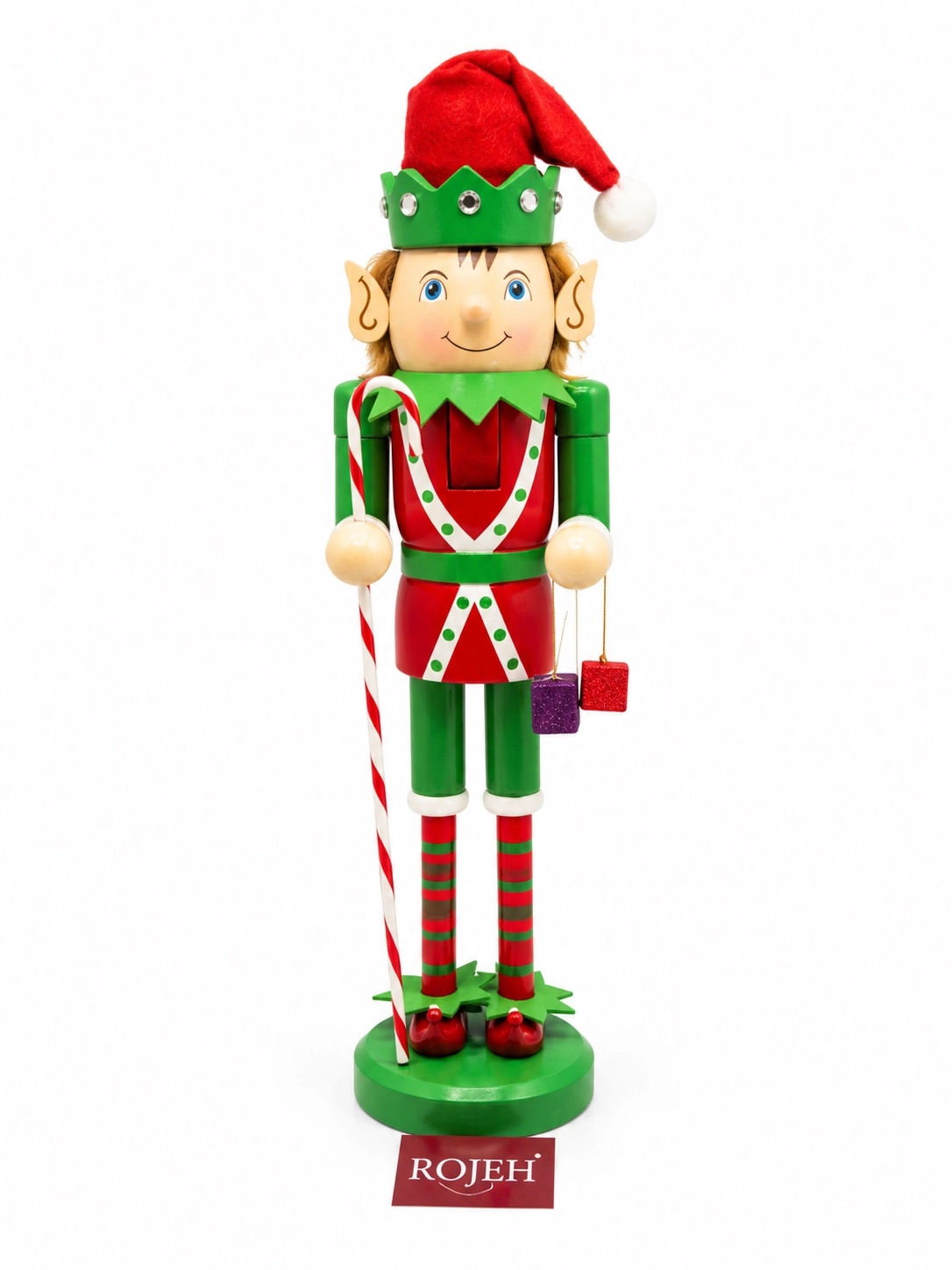 IMG_7750 38cm Wooden Elf With Candy cane Nutcracker - Image 1