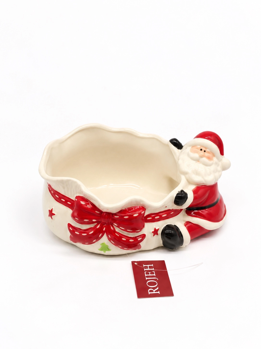 IMG_7795 White & Red Ceramic Santa Bowl - الصورة 1