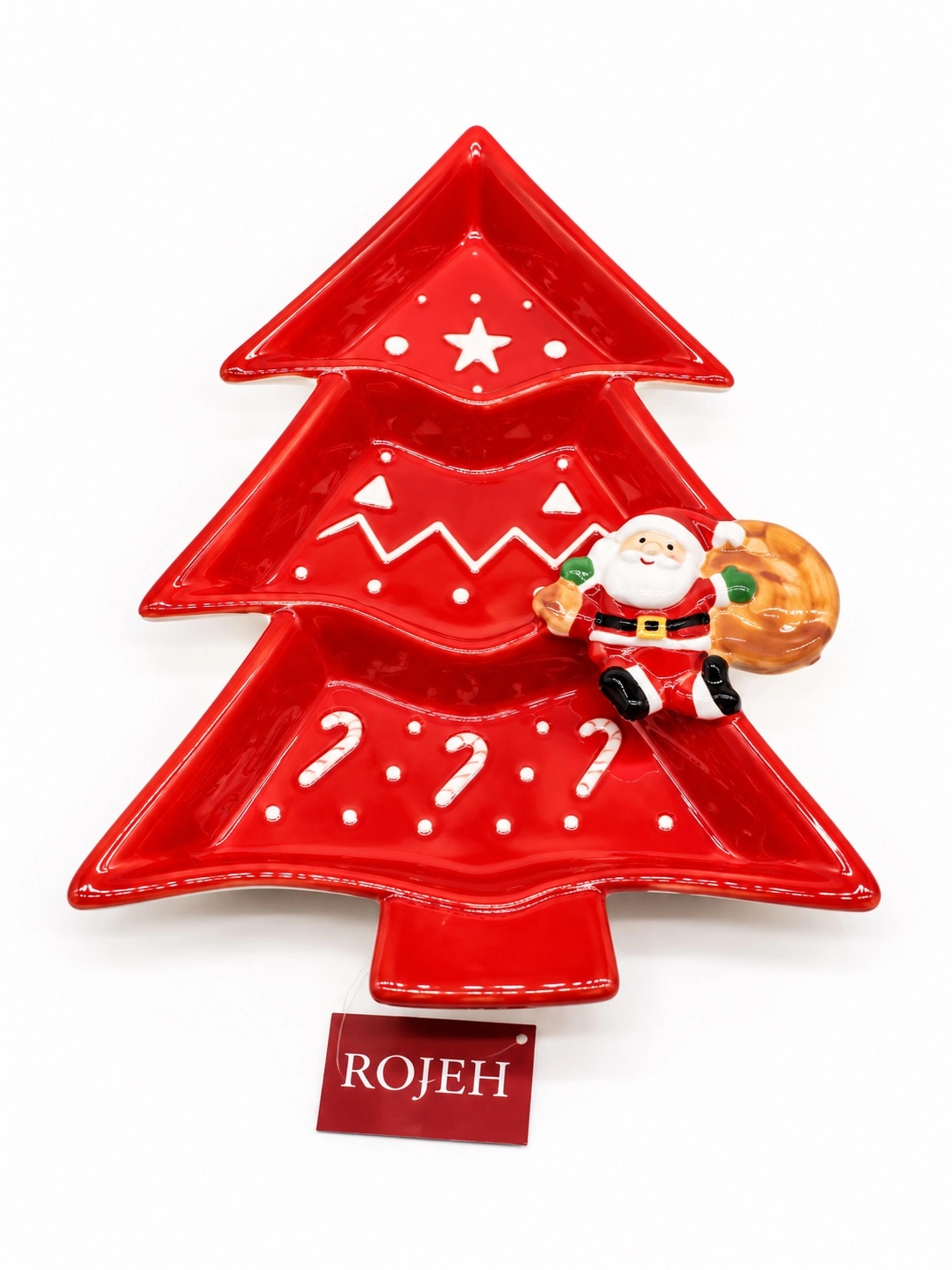 IMG_7815 Ceramic Red Tree Santa Plate (No:89) - Image 1