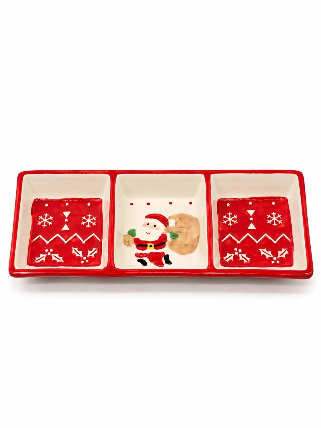 IMG_7817 Ceramic 3-Section Santa Plate (No:88) - Image 1