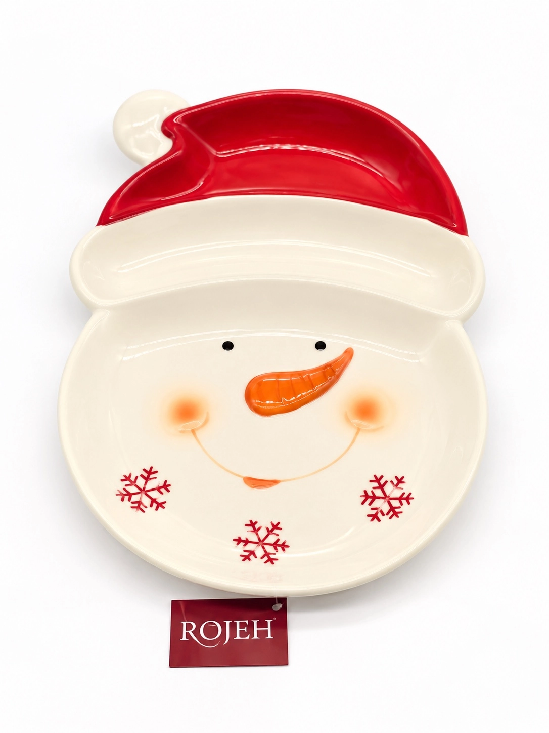IMG_7831 White & Red Ceramic Snowman Plate (No:28) - Image 1
