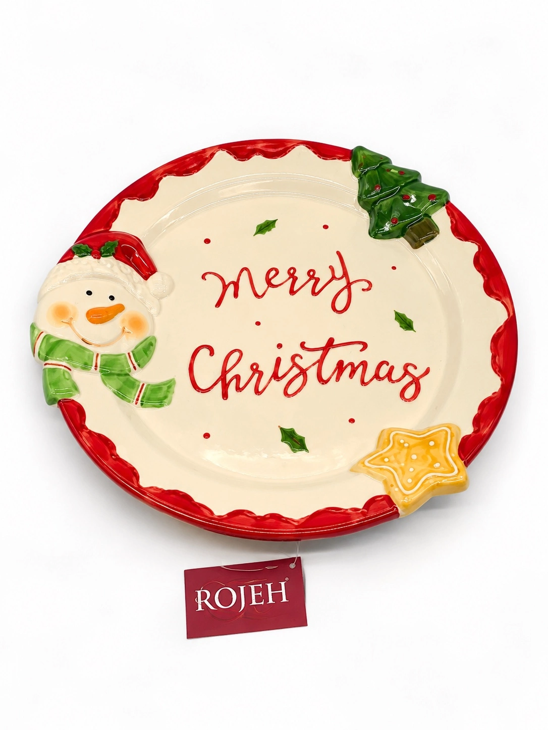 IMG_7844 Ceramic ''Merry Christmas'' Snowman Plate (No:23) - الصورة 1