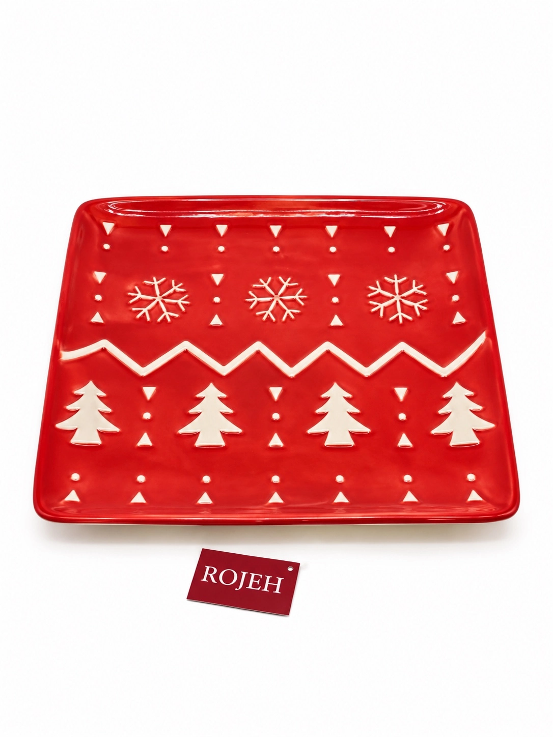 IMG_7860 Red Christmas Ceramic Plate (No:74) - Image 1