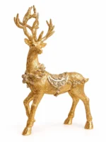 Golden Polyresin Reindeer Christmas Figurine