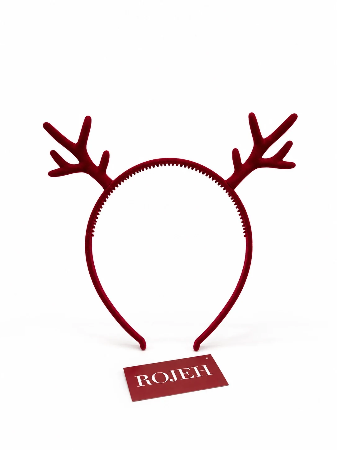 IMG_8015 Burgundy Velvet Reindeer Headband - Image 1