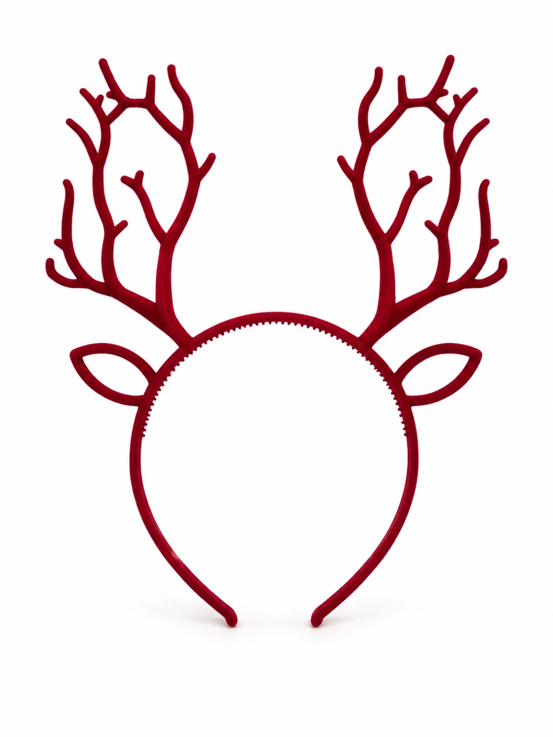 IMG_8019 Burgundy Velvet Reindeer Headband - Image 1