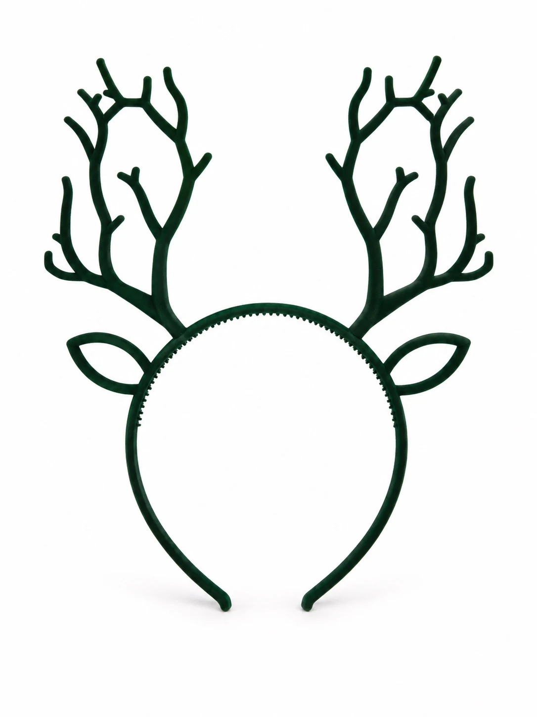 IMG_8021 Green Velvet Reindeer Headband - Image 1