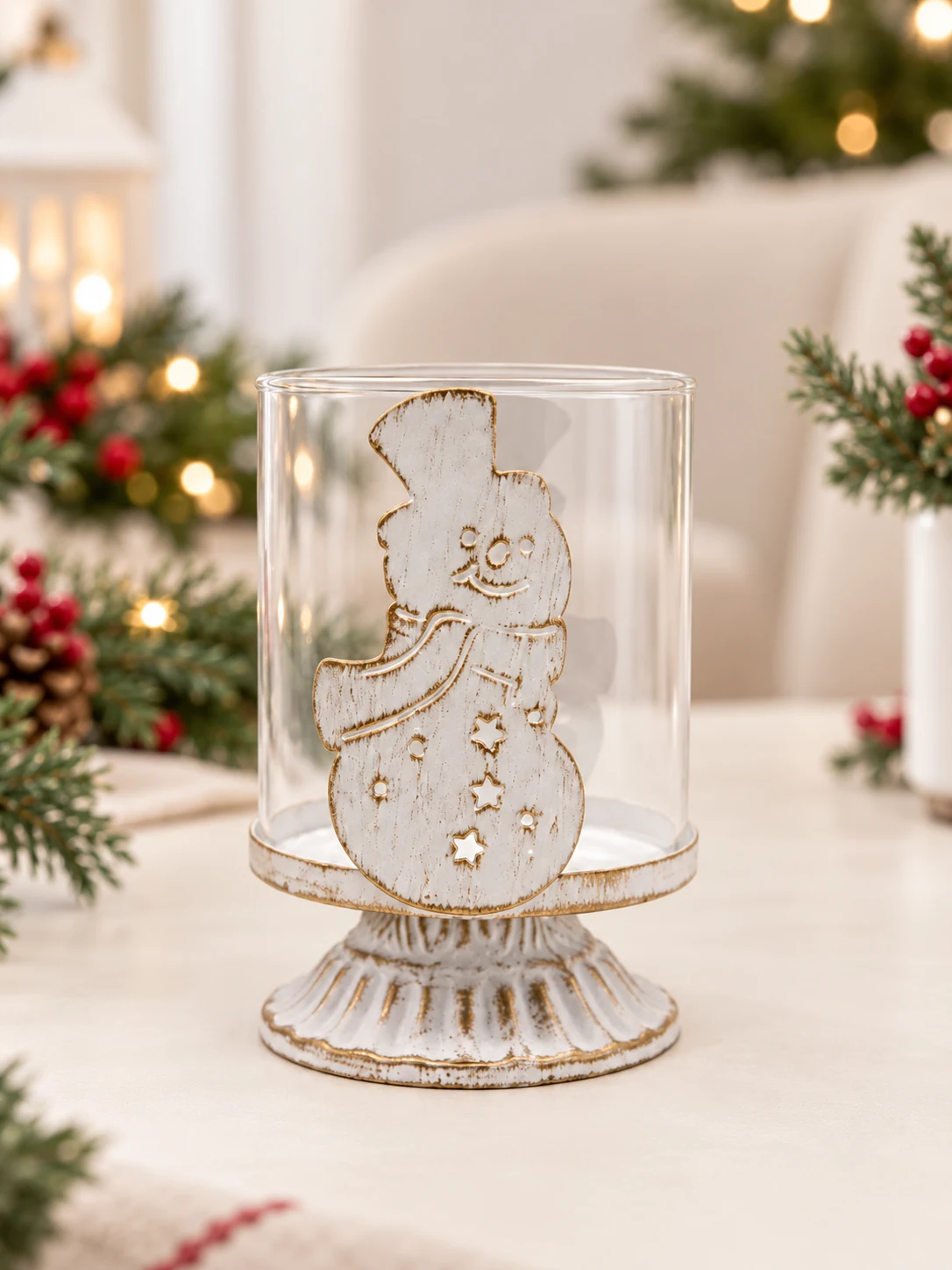 IMG_8038 Metal Christmas Snowman Candle Holder - Image 1