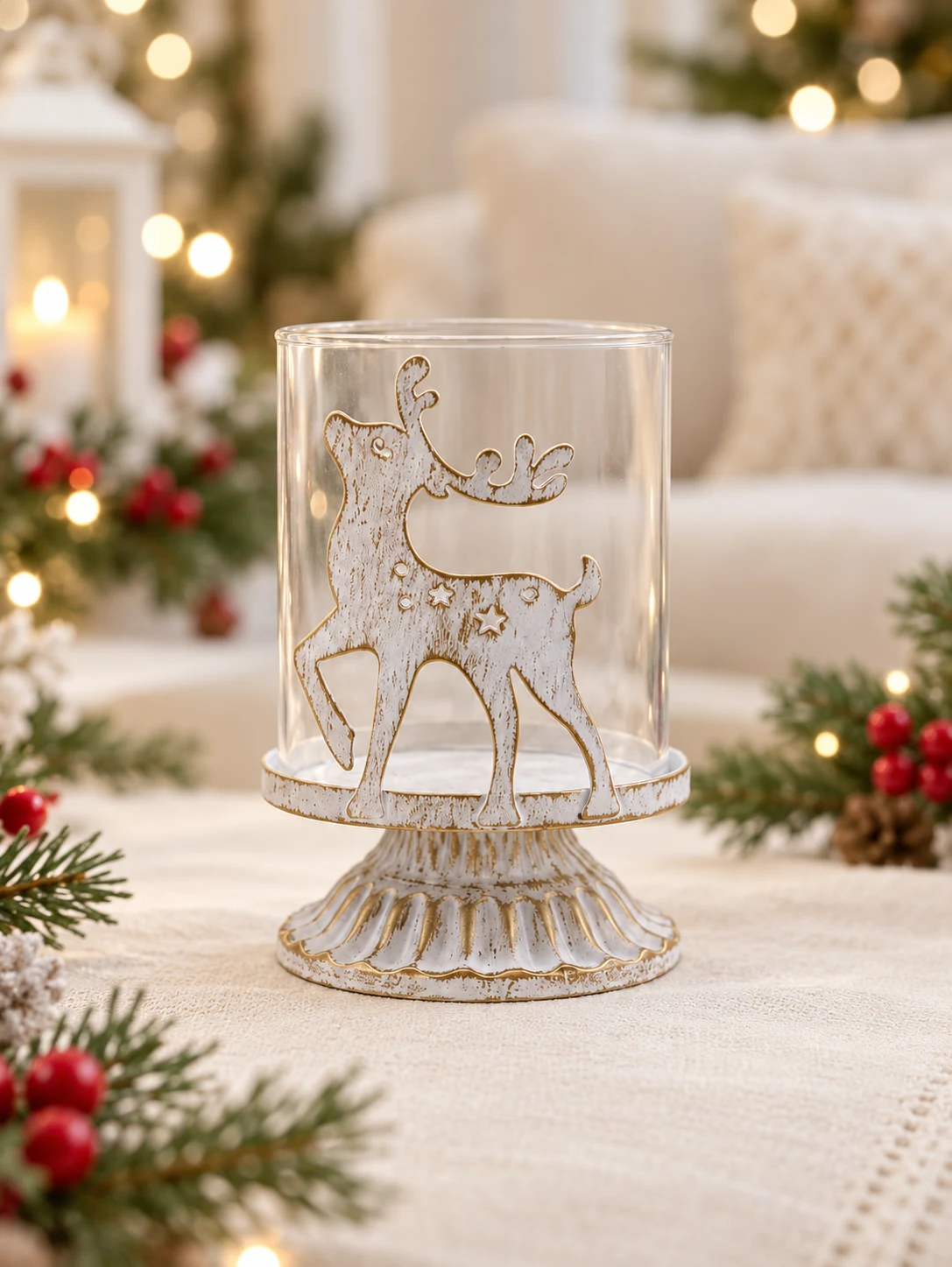 IMG_8044 Metal Christmas Reindeer Candle Holder - Image 1