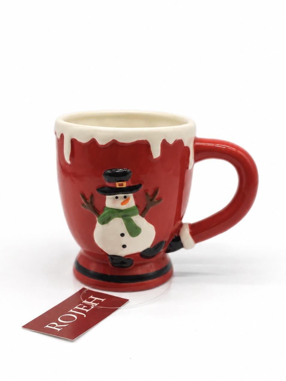 fb54d0aa-9a78-495b-bc3e-daf45bff70e7 Red & White Christmas Snowman Mug - Image 1