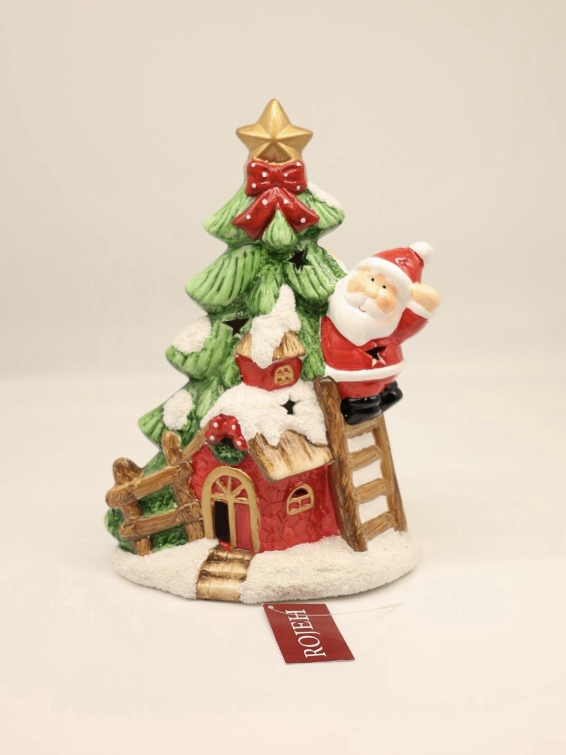 screenshot-2 Ceramic Santa On Ladder With Christmas Tree Figure - Image 1