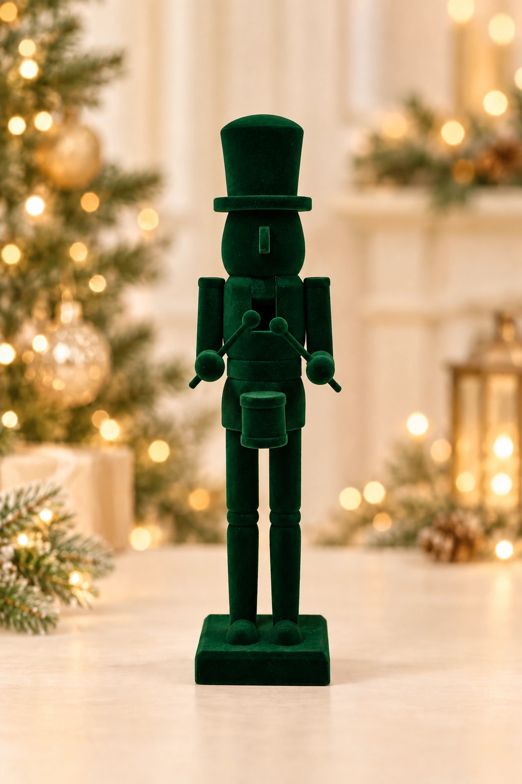rojeh-green-drummer 38cm Dark Green Velvet Nutcracker - الصورة 1
