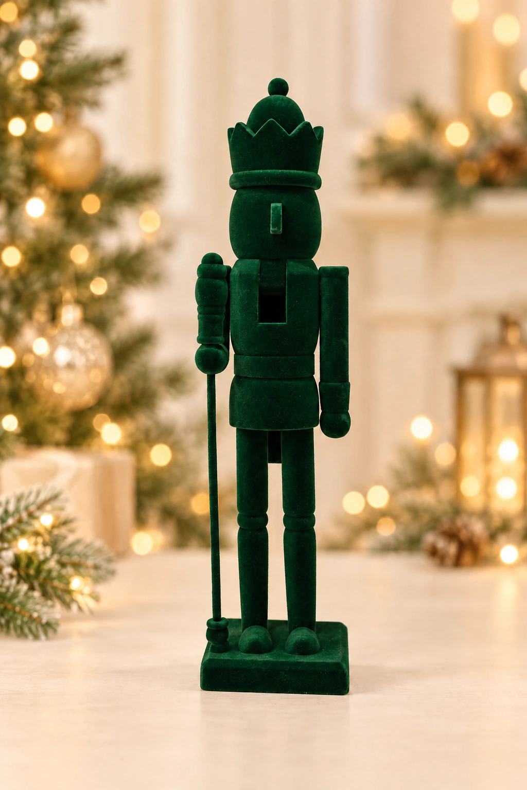 rojeh-green-nutcracker 38cm Dark Green Velvet Nutcracker - الصورة 1