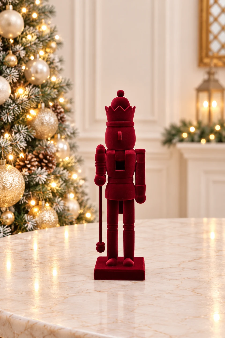 rojeh_small_burgundy_nutcracker 25cm Burgundy Velvet Nutcracker - الصورة 1