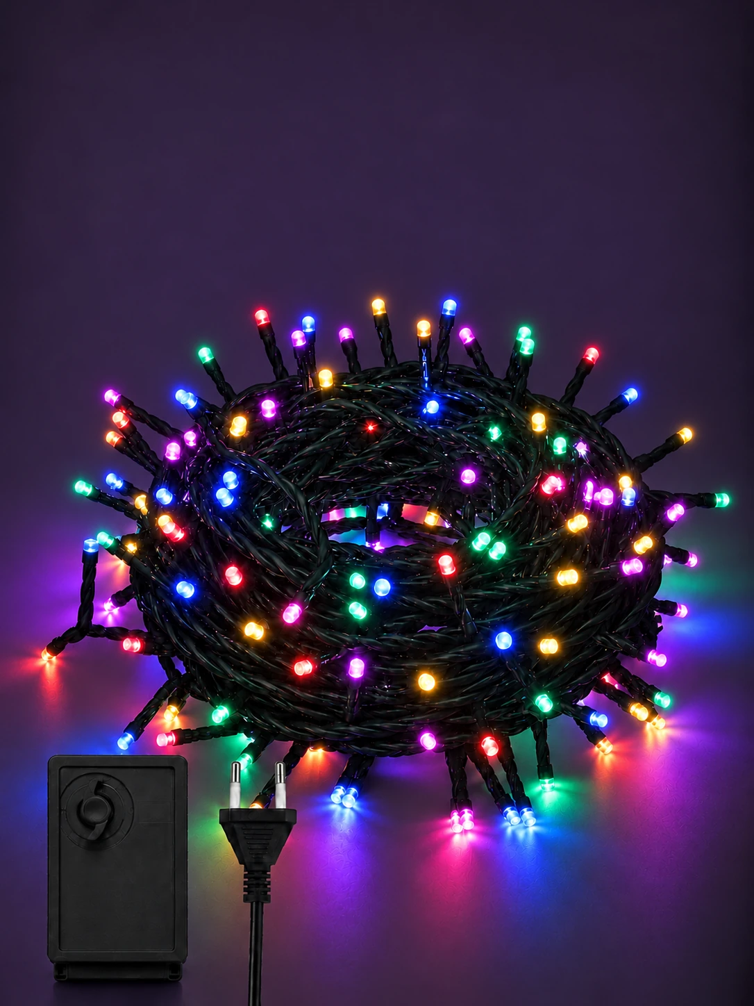 twisted-wire-multicolor-lights-web 15 Meters – 200 Multi Color LED Lights-Thick Green Wire – 8 Modes - الصورة 1
